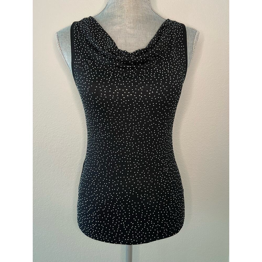 EXPRESS Silver Studded Black Top Cowl Draped Neck Size XS Sleeveless Tank